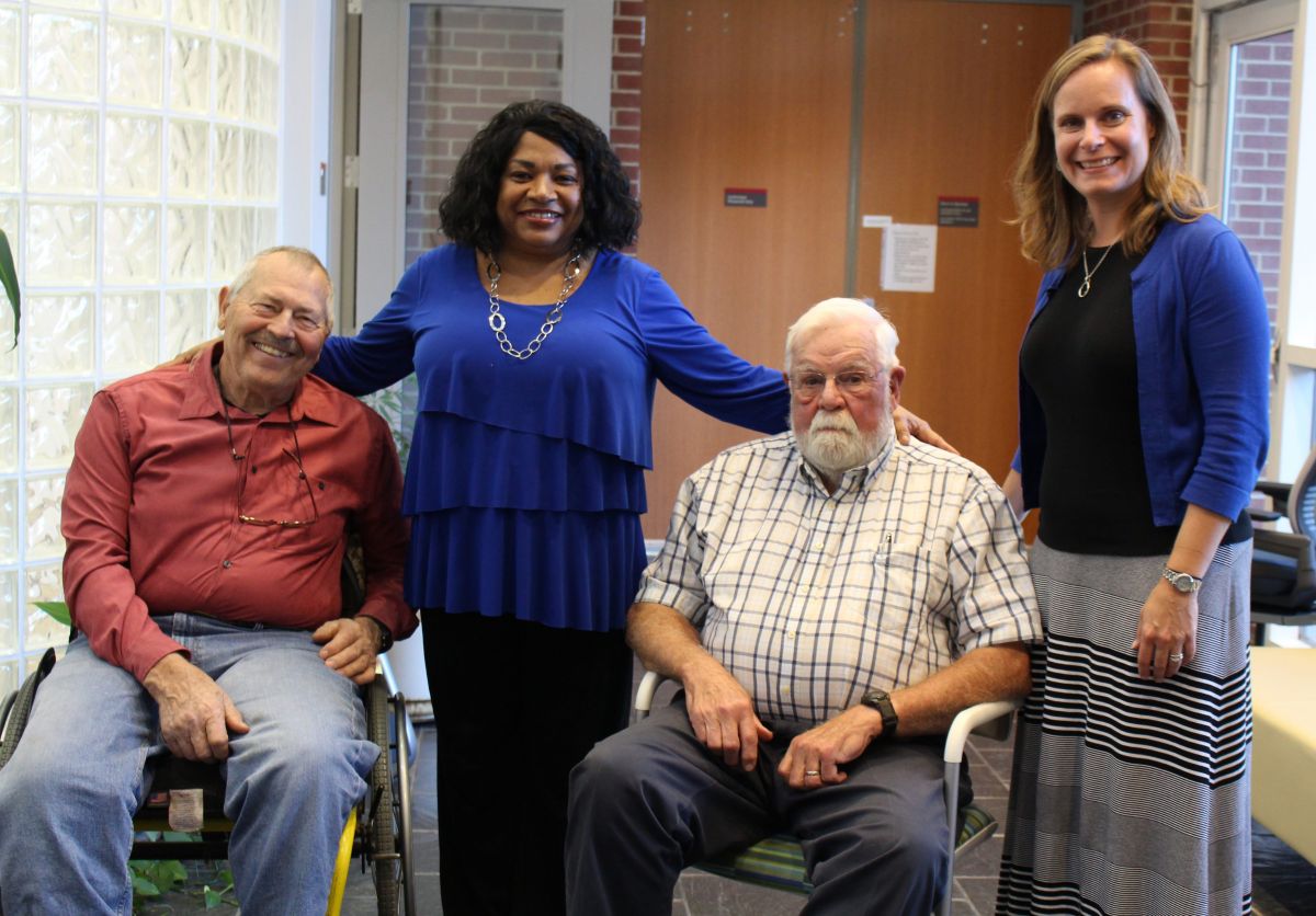 Sandra Harris, second from left, celebrates her retirement from N.C. Sea Grant with retired directors, from left, the late Ronald Hodson and the late Dr. B.J. Copeland, and Susan White, current director. Photo: N.C. Sea Grant