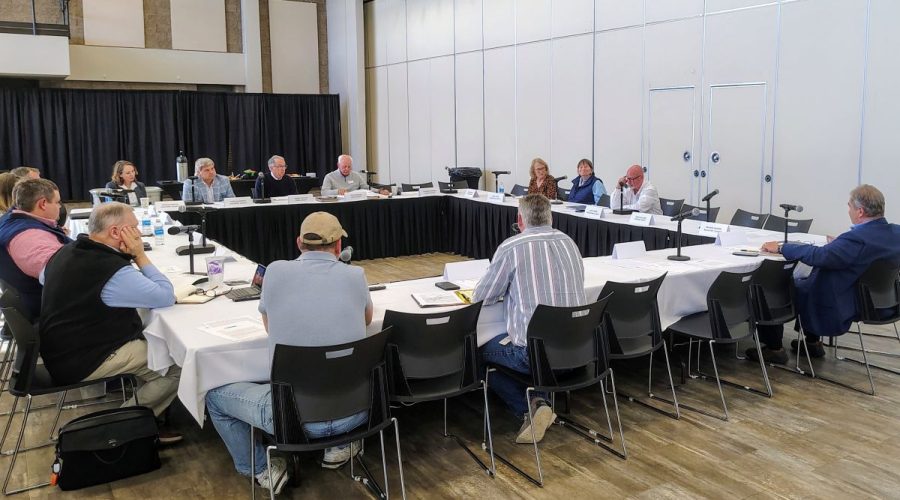 Members of the North Carolina Coastal Counties Fisheries Coalition meet in November 2025 in Morehead City's Crystal Coast Civic Center. Photo: Jennifer Allen