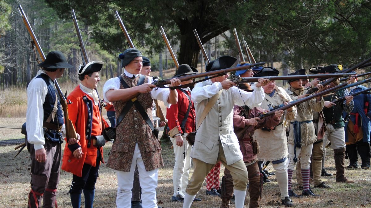 Revolutionary War reenactors at Moores Creek National Battlefield in Pender County. Photo: NPS