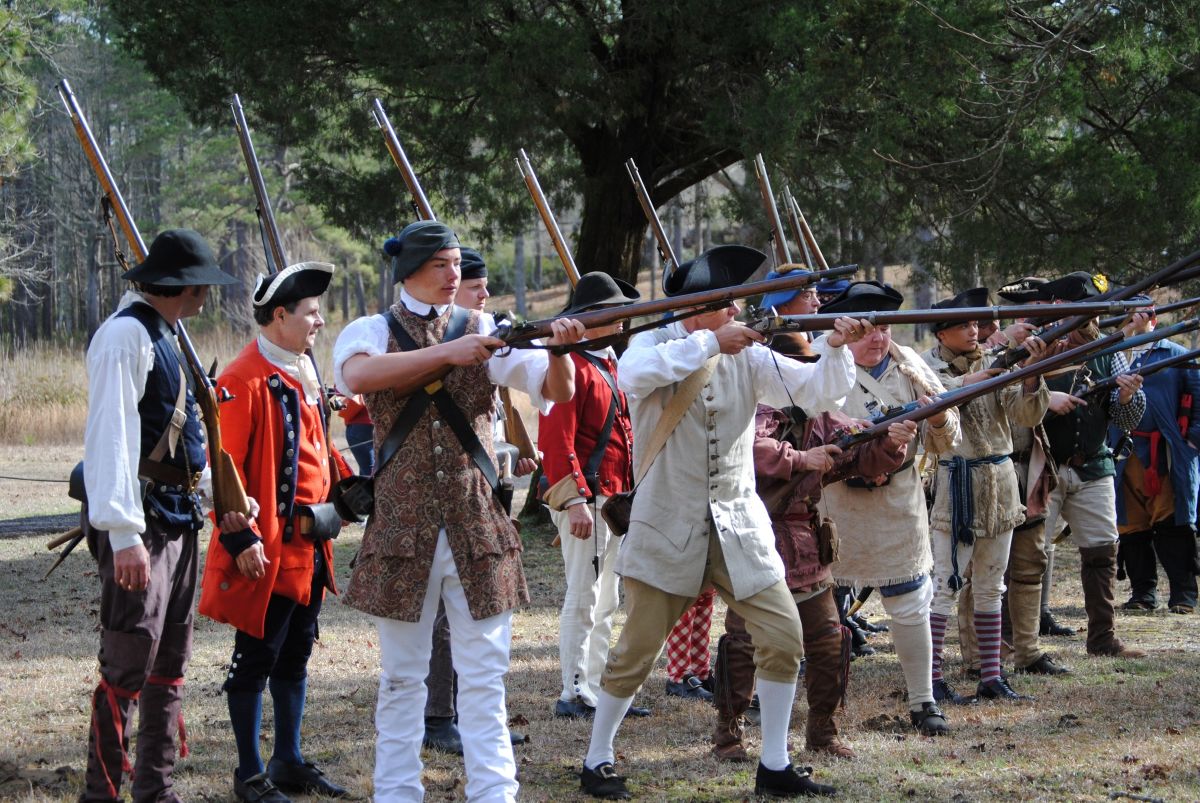 Revolutionary War reenactors at Moores Creek National Battlefield in Pender County. Photo: NPS