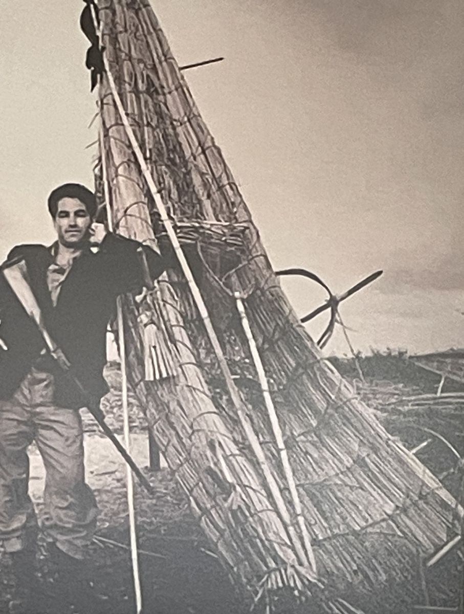 The Guardian of the fishpond, 1961. This type of boat made from local reeds has been used in Sardinia for millennia. Photo: Franco Pinna