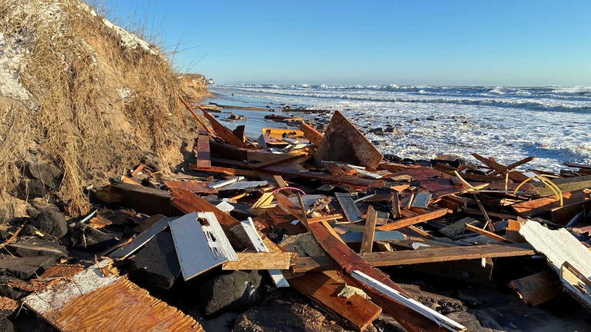 House debris south of Village of Buxton Monday morning. Photo: NPS