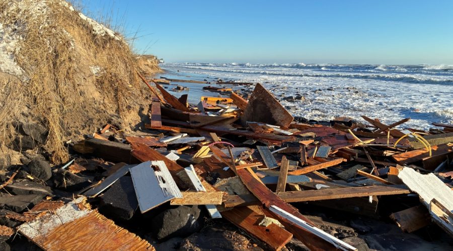 House debris south of Village of Buxton Monday morning. Photo: NPS
