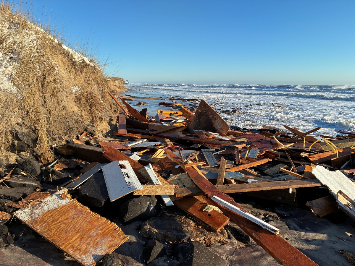 House debris south of Village of Buxton Monday morning. Photo: NPS