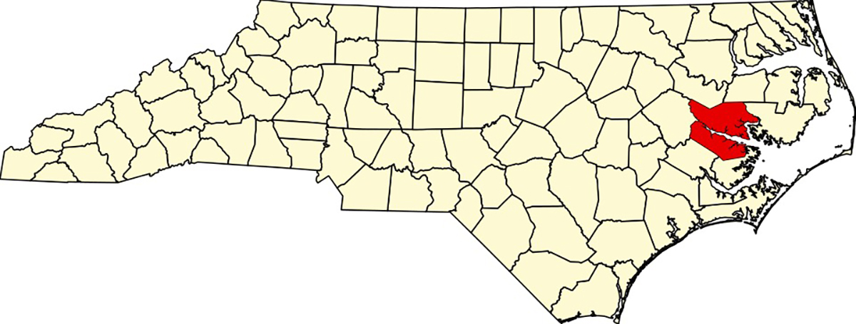 Terra Ceia is located in Beaufort County, approximately 20 miles northeast of Little Washington. Map courtesy, Wikipedia (Creative Commons license)