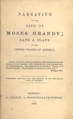 "Narrative of the Life of Moses Grandy" book title page.