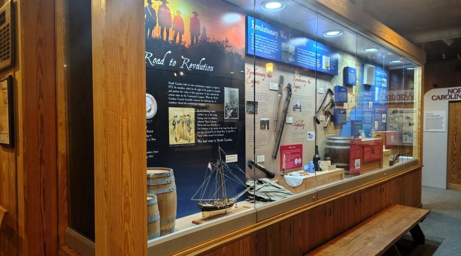 N.C. Maritime Museum in Beaufort's new exhibit, "North Carolina's Road to Revolution" Feb. 19 during a ribbon cutting to celebrate the facility reopening after a yearlong closure for renovations. Photo: Jennifer Allen
