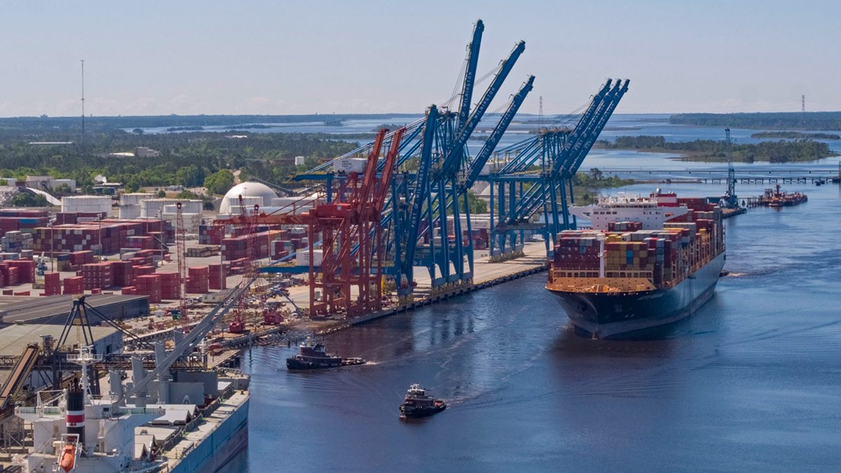 The ZIM Kota Pekarang arrives to the Port of Wilmington in May 2018. Photo: NC Ports