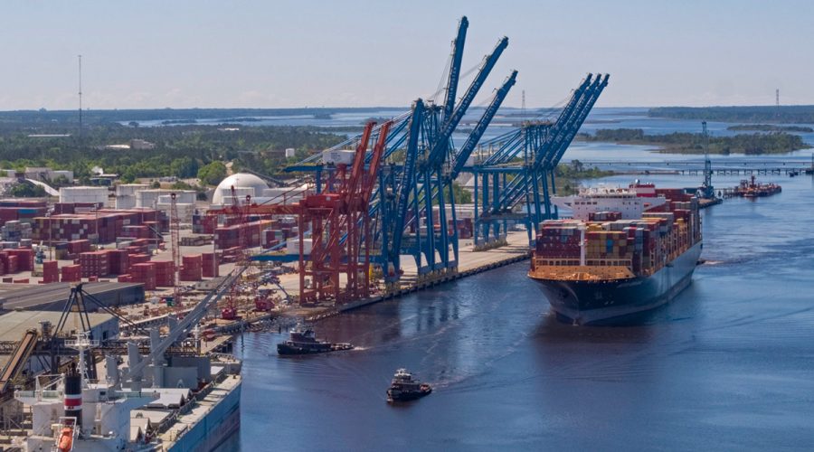 The ZIM Kota Pekarang arrives to the Port of Wilmington in May 2018. Photo: NC Ports