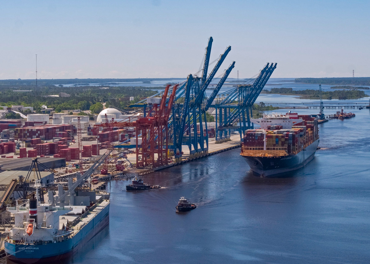 The ZIM Kota Pekarang arrives to the Port of Wilmington in May 2018. Photo: NC Ports