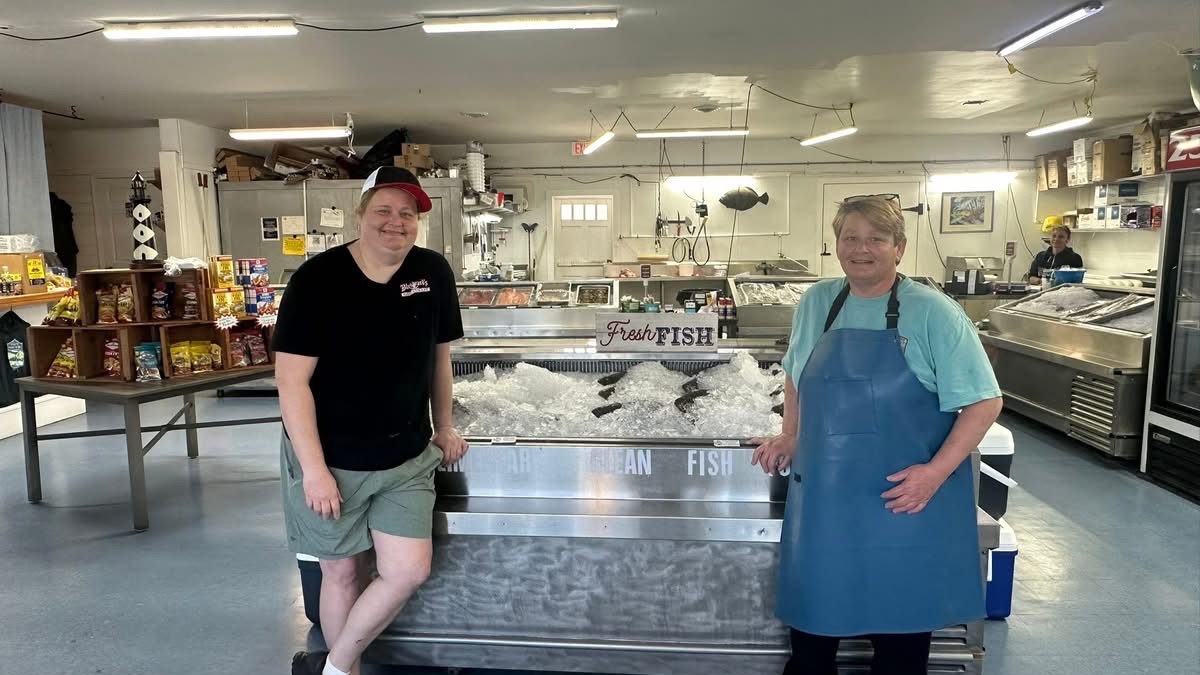 Becky, left, and Heather Rose pose at Rose Seafood, part of their family business, in Beaufort. Photo: Rose Seafood