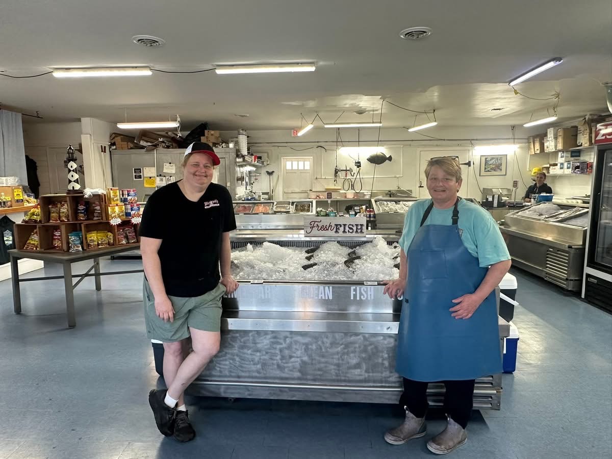 Becky, left, and Heather Rose pose at Rose Seafood, part of their family business, in Beaufort. Photo: Rose Seafood