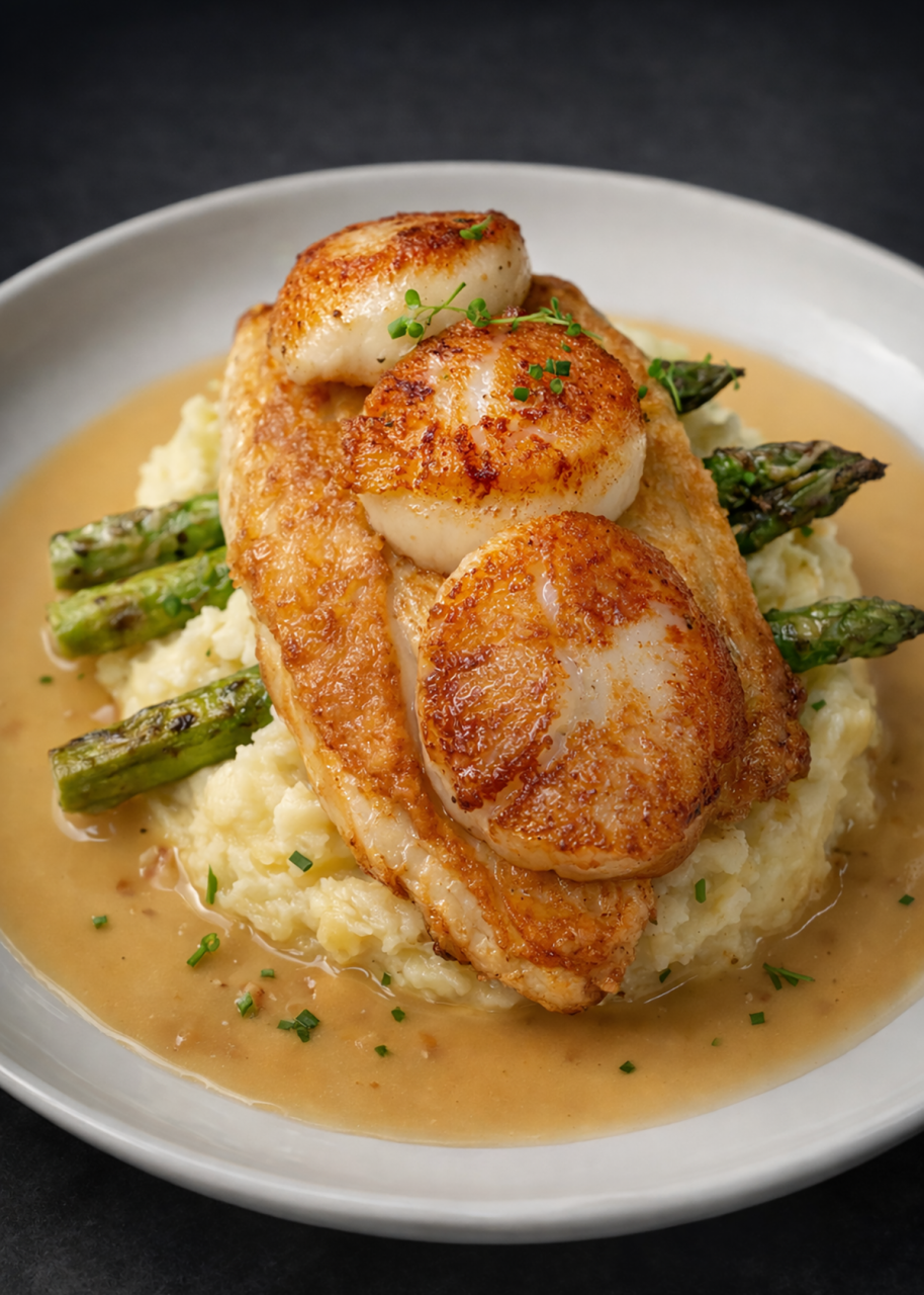 Seared scallops crown the daily catch at Blackbeard's. Photo: Blackbeard's