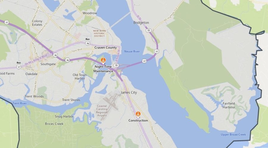 Lane closures are scheduled for 8 p.m. to 6 a.m. over the next several weeks for bridge joint replacements on U.S. 70 near mile marker 417. Map: DriveNC.gov