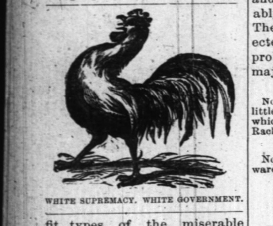 The Weekly Economist, Elizabeth City, Nov. 11, 1898. This symbol and motto appeared in newspapers across North Carolina in both 1898 and 1900.