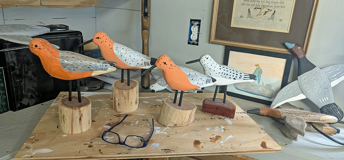 Inside carver Eddie O’Neal’s workshop. Photo: Peter Vankevich