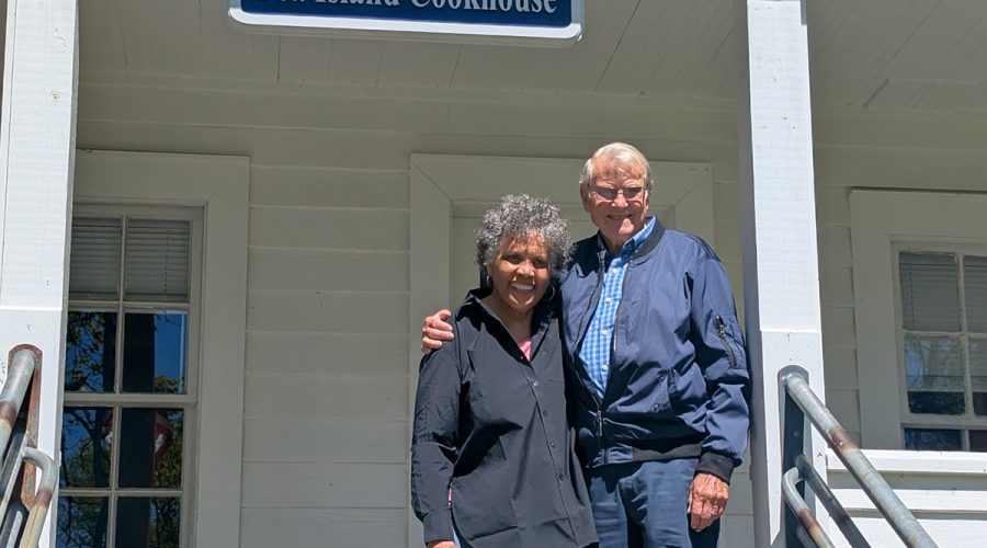 Joan Collins and Johnnie Willis pose on the Cookhouse porch.