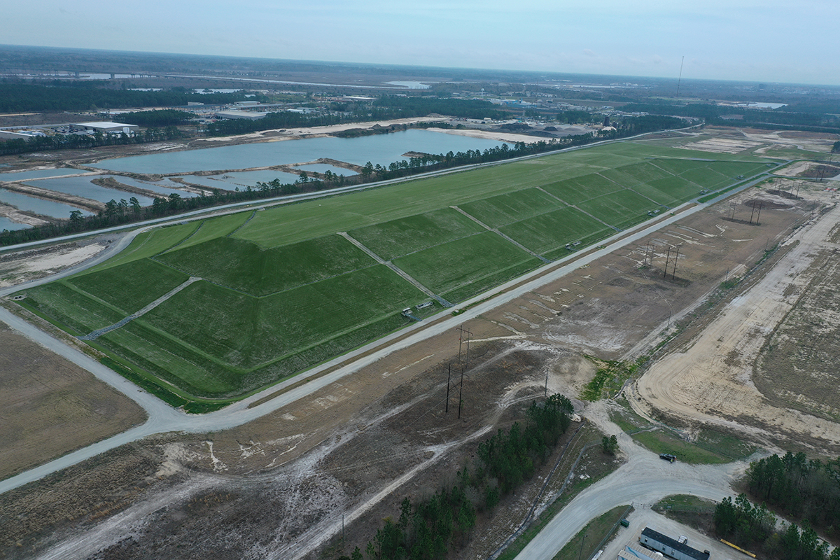 Coal ash excavated at Duke Energy's Sutton Steam Plant was placed into the above on-site landfill, with that work completed in 2019. Photo: Duke Energy