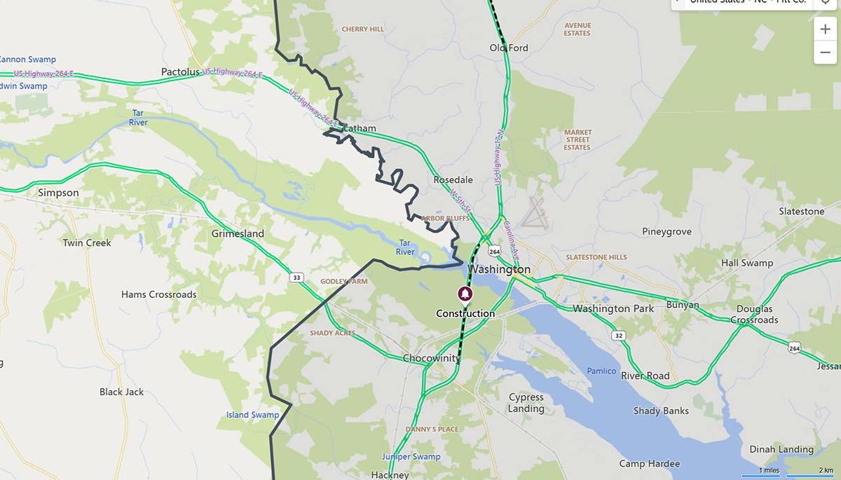 The preservation work is part of routine maintenance to maximize the lifespan of the structure. Map: NCDOT