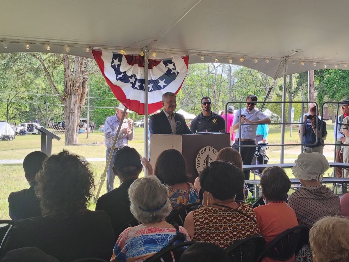 Gov. Josh Stein addresses around 350 during the Halifax Resolves anniversary ceremony Sunday on the grounds of the Historic Halifax State Historic Site. Photo: