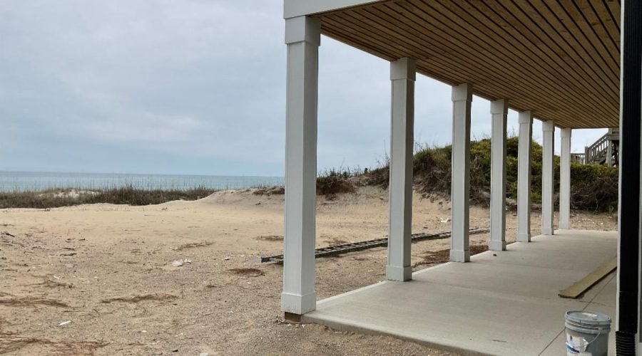 The flattening of the frontal dune at this house in Emerald Isle has town officials weighing dramatically increased fines for violations of its dune and vegetation ordinance, which is currently a $1,000 penalty. Photo: Town of Emerald Isle