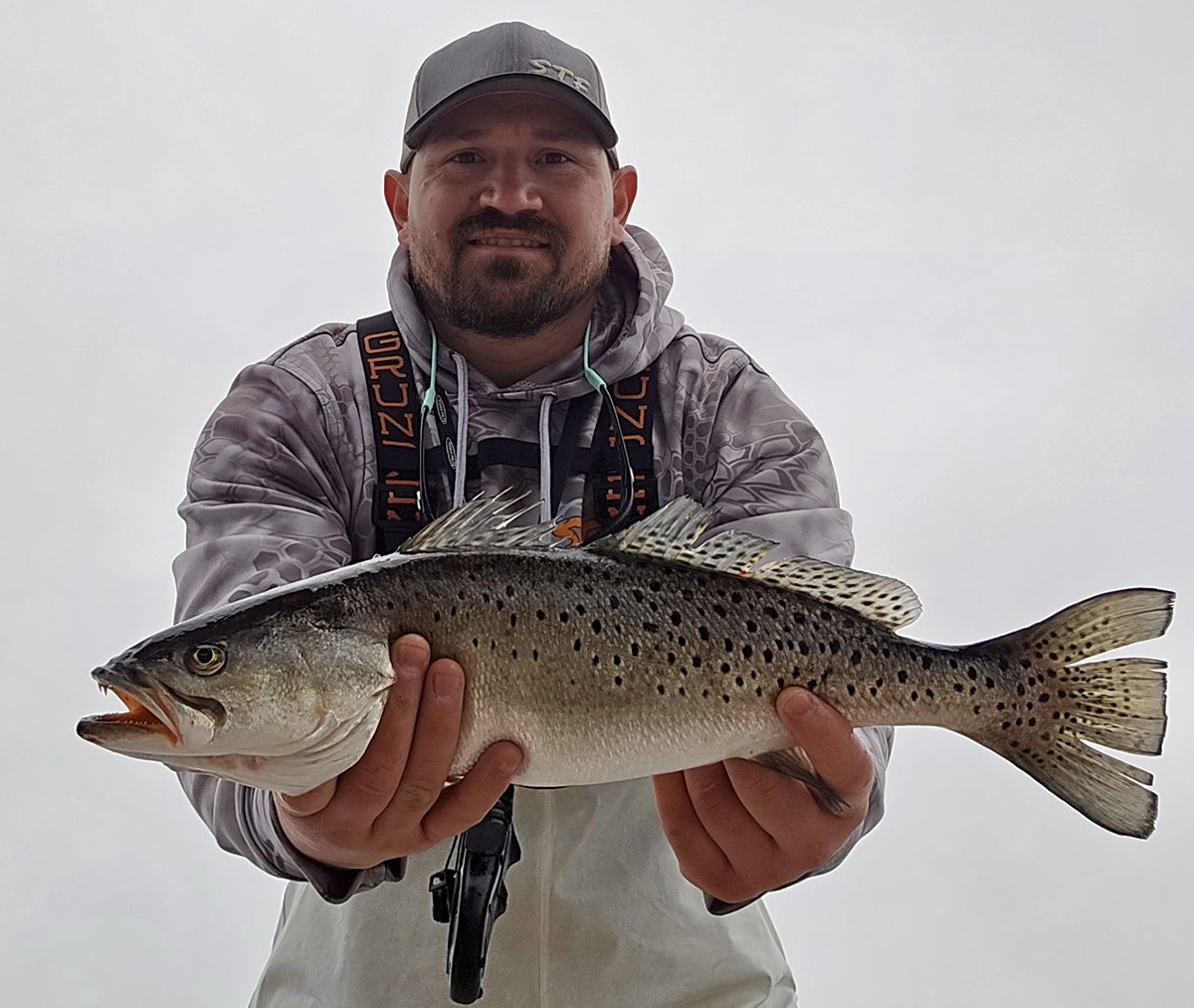 A big speckled trout like this one caught by Justin Manners is worth more alive than dead, which is why it was released carefully after a quick photo.