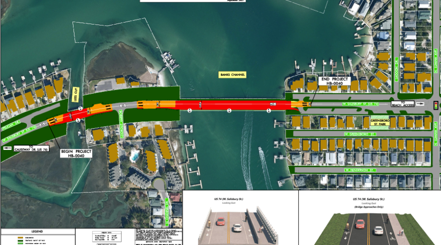Crews may begin as soon as this week surveying operations and staking rights-of-way around the West Salisbury Street bridge that spans Lees Cut in Wrightsville Beach. Graphic courtesy of NCDOT