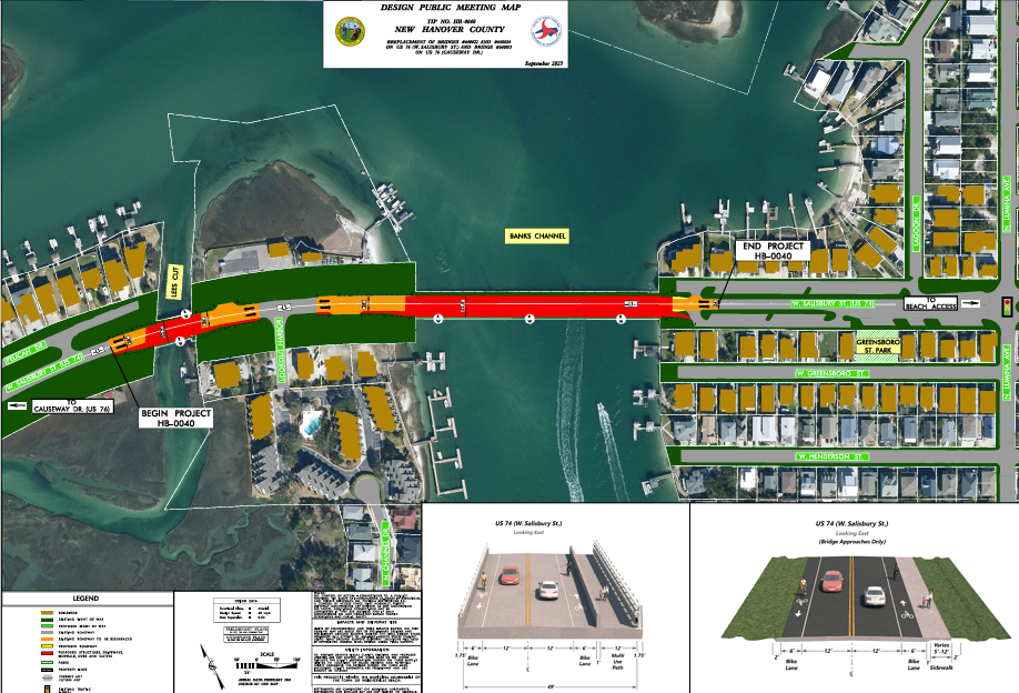 Crews may begin as soon as this week surveying operations and staking rights-of-way around the West Salisbury Street bridge that spans Lees Cut in Wrightsville Beach. Graphic courtesy of NCDOT
