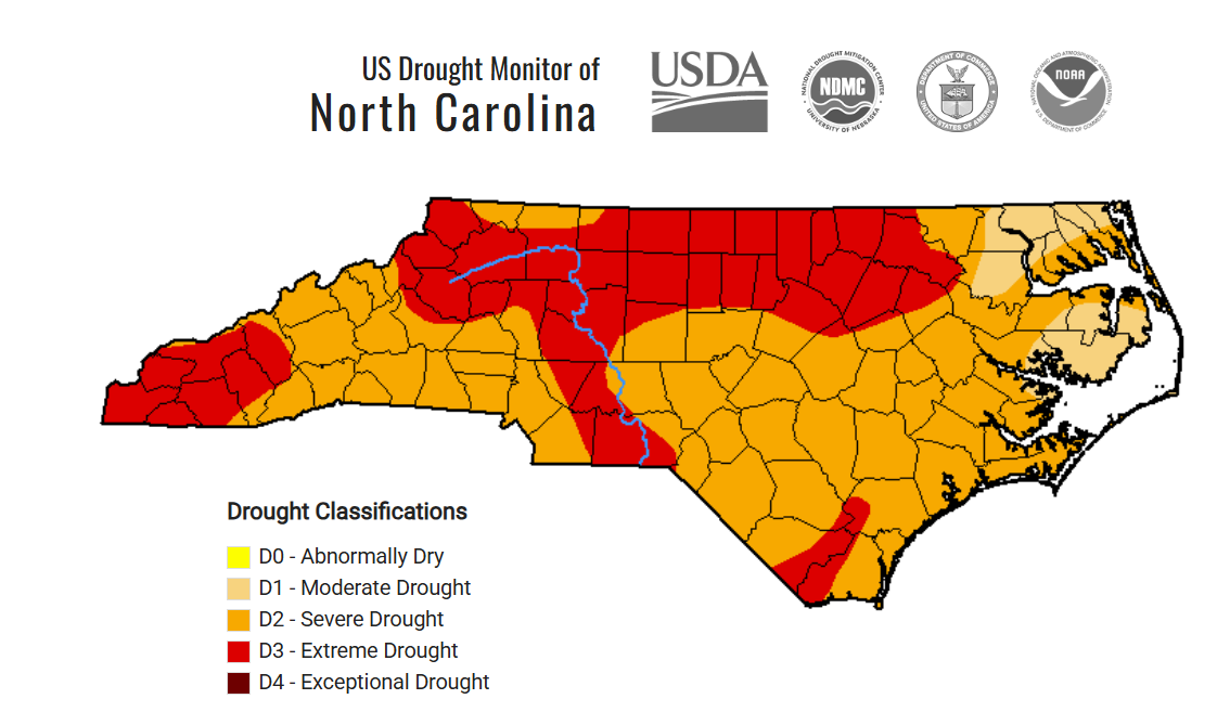 The N.C. Drought Management Advisory Council's May 28 update continues to show mostly severe drought conditions in the state's coastal counties. Source: Drought Management Advisory Council
