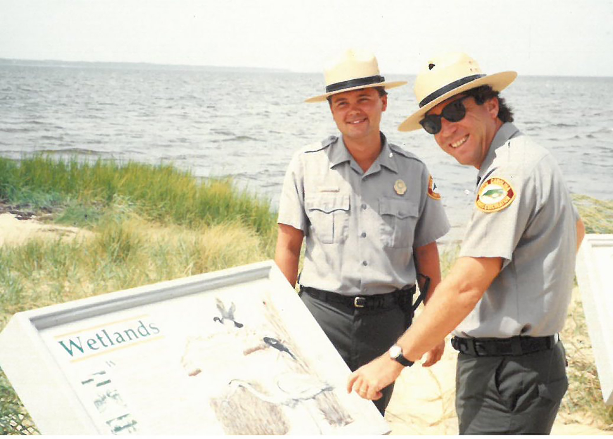 Ranger John Fullwood, left, poses with Superintendent George Barnes.