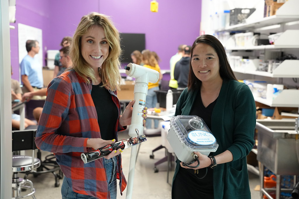 Katherine Anarde, left, and Miyuki Hino lead the Sunny Day Flooding Project that studies floods in coastal North Carolina. Photo: Sunny Day Flooding Project