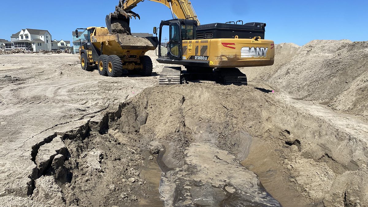 Soil is excavated at the Buxton Naval Facility Formerly Used Defense Sites property, to remove remaining petroleum contamination at the former Navy submarine monitoring station, also used for other military and Coast Guard purposes over the decades. Photo: Army Corps of Engineers-Savannah District