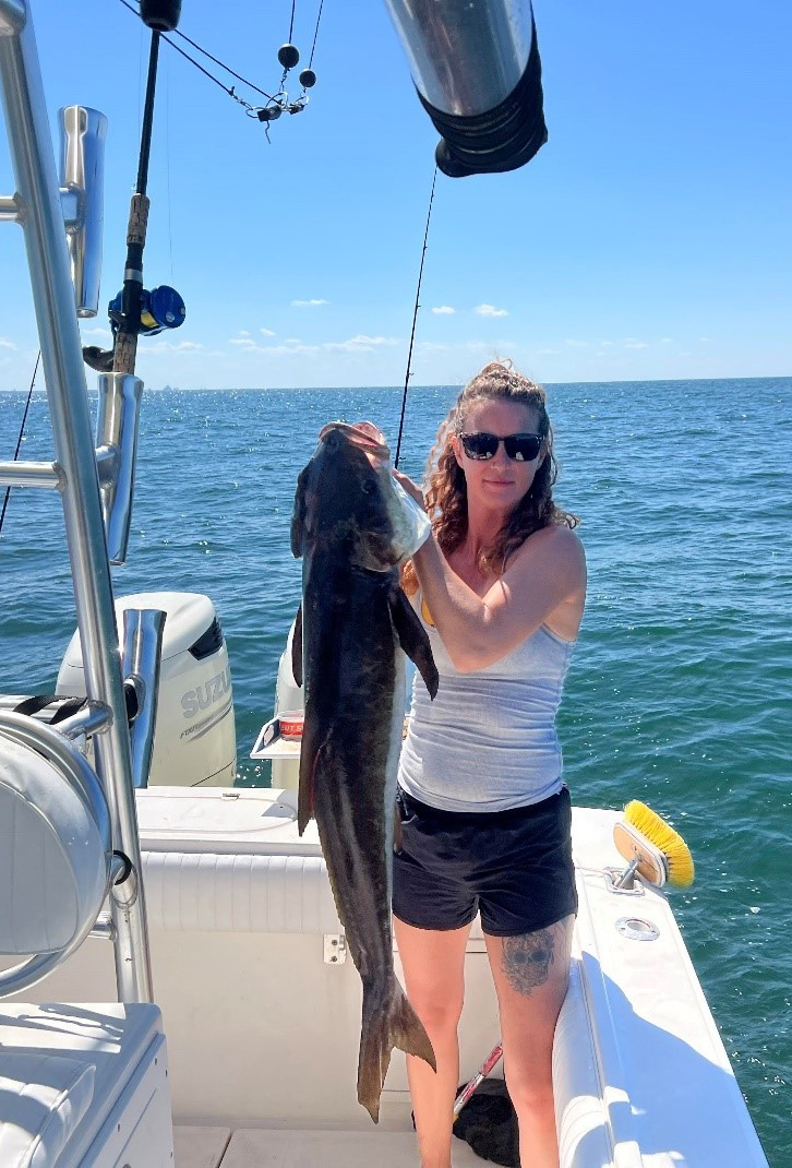 Katie Danial is a 2026 winner of the cobia tag number drawing. Photo: DMF