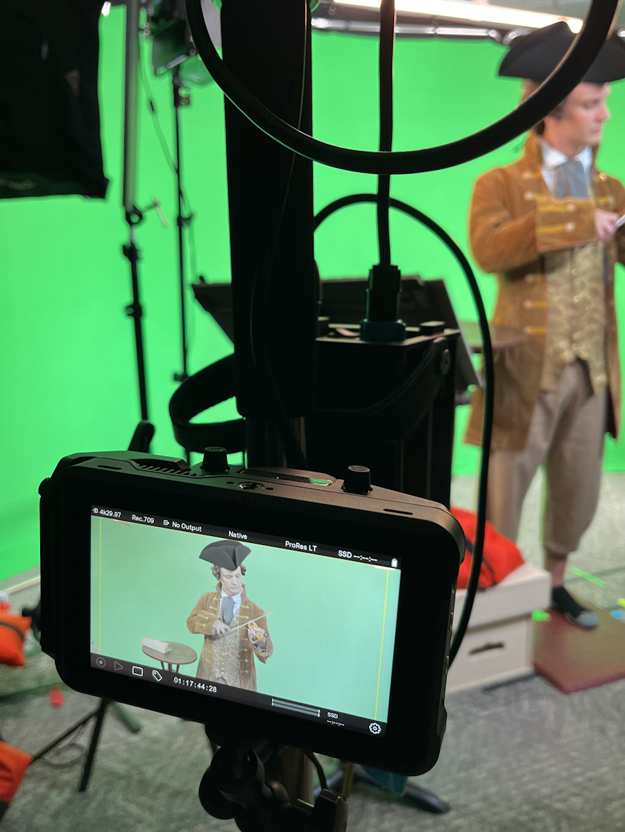 Matthew Salas as John Dickinson during the filming of "It's Revolutionary!" 20-part film series. Photo: NC Museum of History