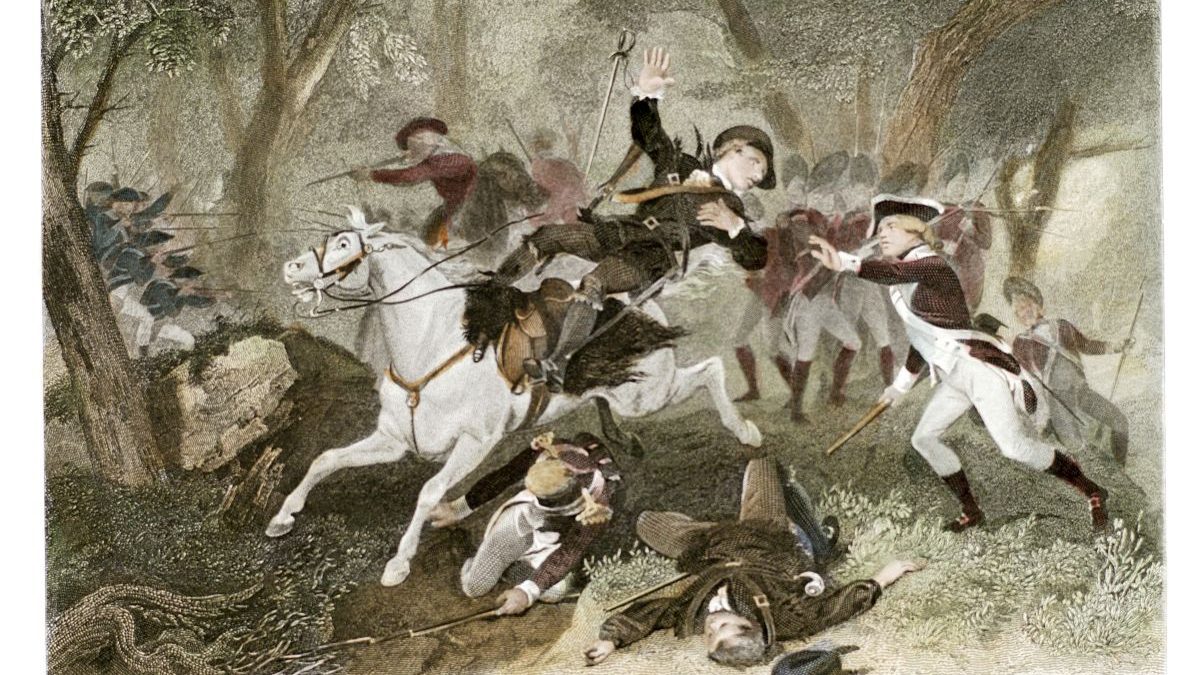 Charles Henry Jeens, engraving based on art by Alonzo Chappel, “Death of Major Ferguson at King’s Mountain,” 1863, OP.233, State Archives of North Carolina, Courtesy of the N.C. Department of Natural and Cultural Resources