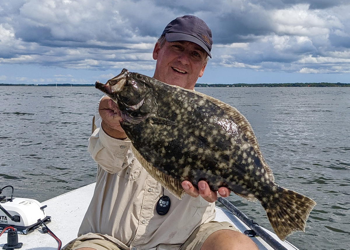 This is the biggest southern flounder I ever got, totally opposite of when they were supposed to bite