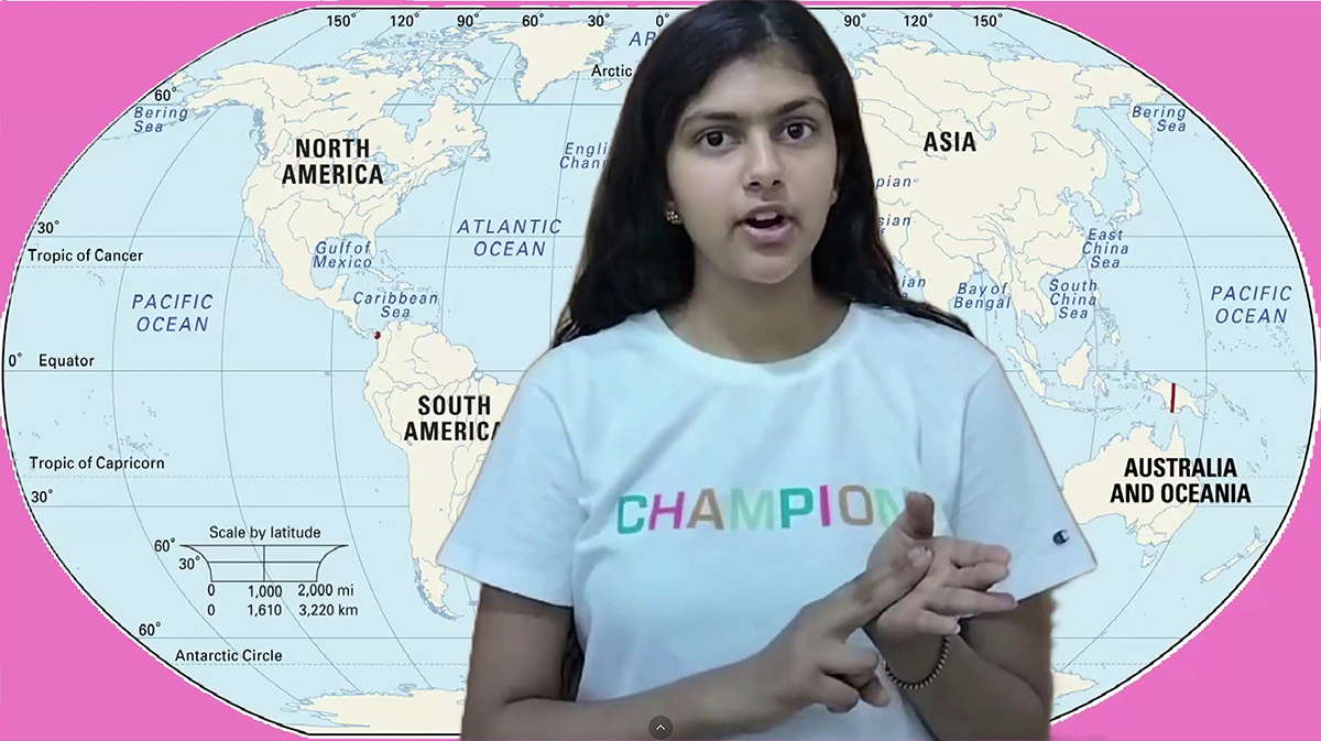 Madhvi Chittoor, 15 and shown here in a screenshot from a 2024 video in which she lists her accomplishments as a climate activist and United Nations child adviser from Colorado, said Tuesday during an online public hearing that the proposal "shifts the burden from polluters to families and local water utilities."