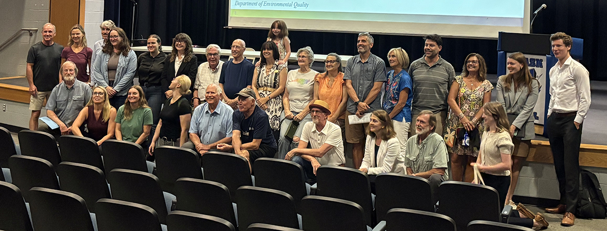 Speakers and attendees to the N.C. Division of Water Resources' public hearing Tuesday night in Rocky Point smile for a group photo. Photo: Trista Talton