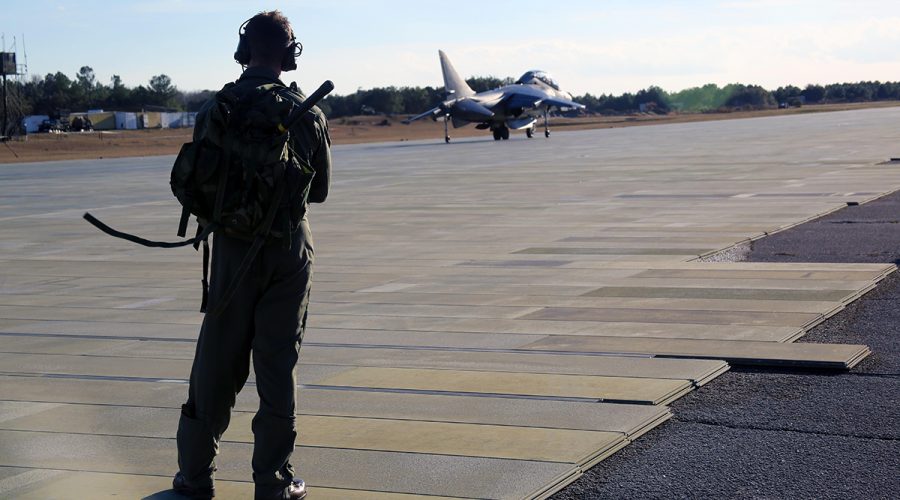 Training takes place at Marine Corps Outlying Landing Field Bogue in Carteret County in this undated photo by Marine Corps Cpl. Mackenzie Gibson.