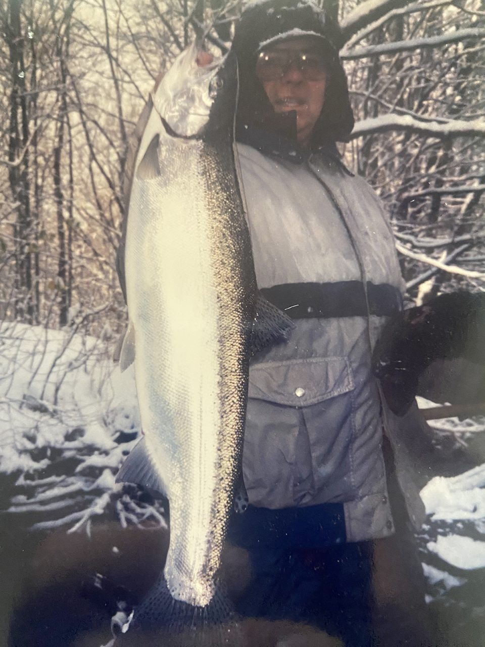 Don “Church” Churchill presents a beautiful slab of steel from the Salmon River, New York.