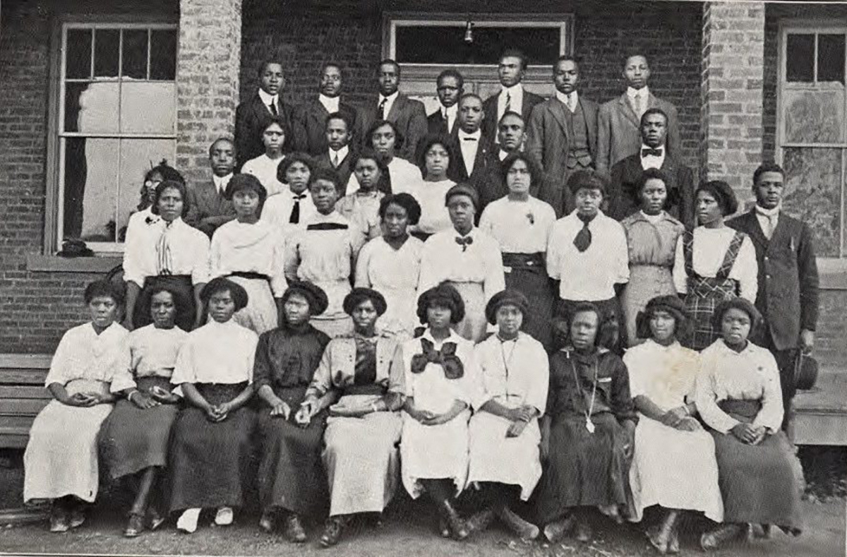The State Normal School’s graduating class of 1914 posing in front of the school’s administration building. Courtesy, University Archives, Elizabeth City State University