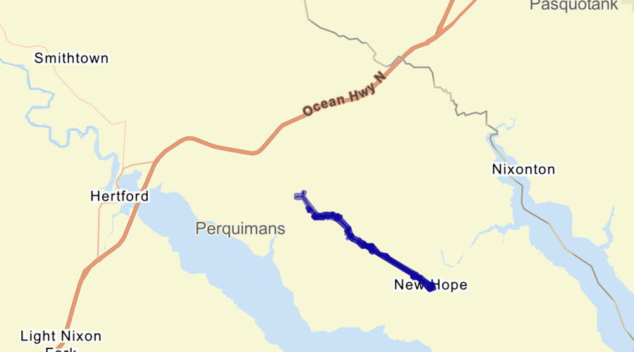 The project will upgrade the roadway on a 4.5-mile section between Woodland Church Road and Woodville Road to improve safety and efficiency. Map: NCDOT