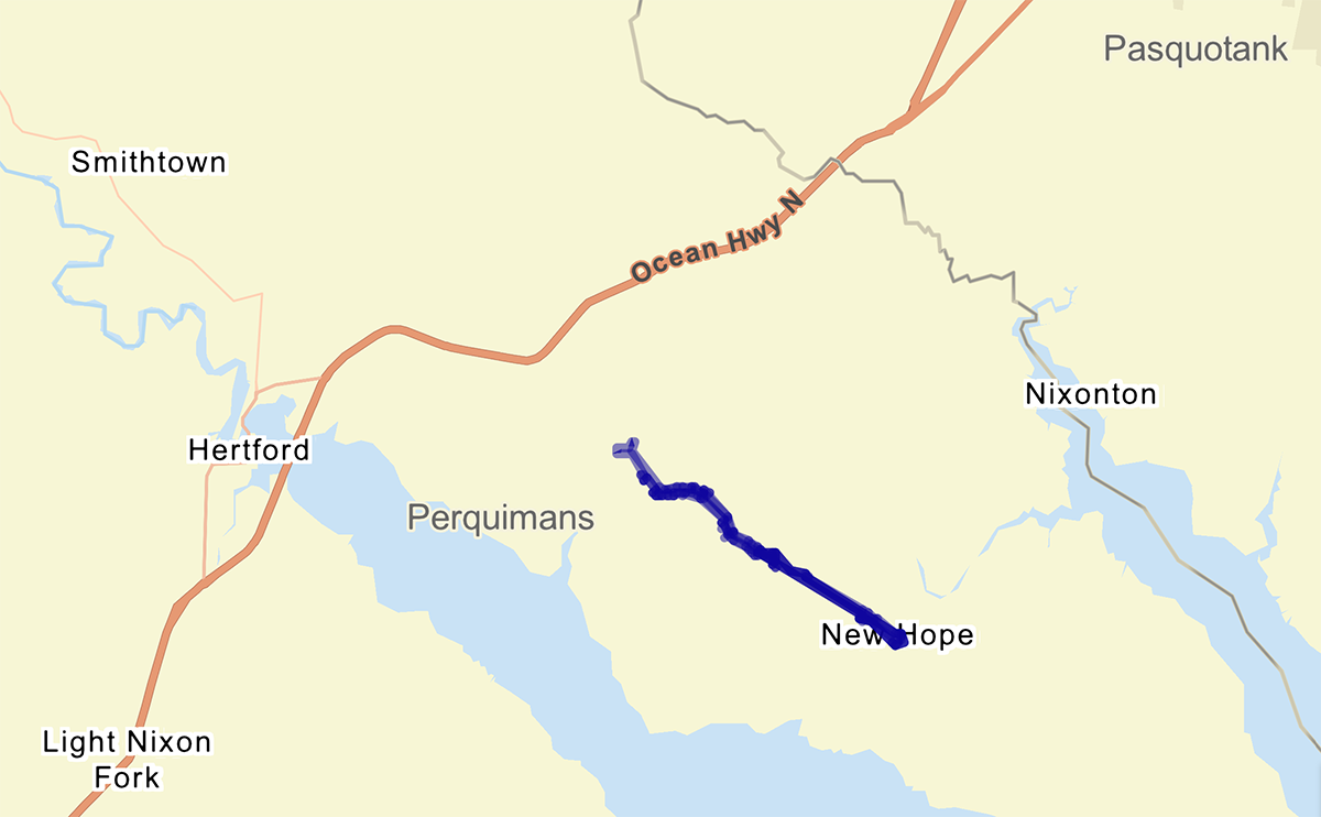 The project will upgrade the roadway on a 4.5-mile section between Woodland Church Road and Woodville Road to improve safety and efficiency. Map: NCDOT