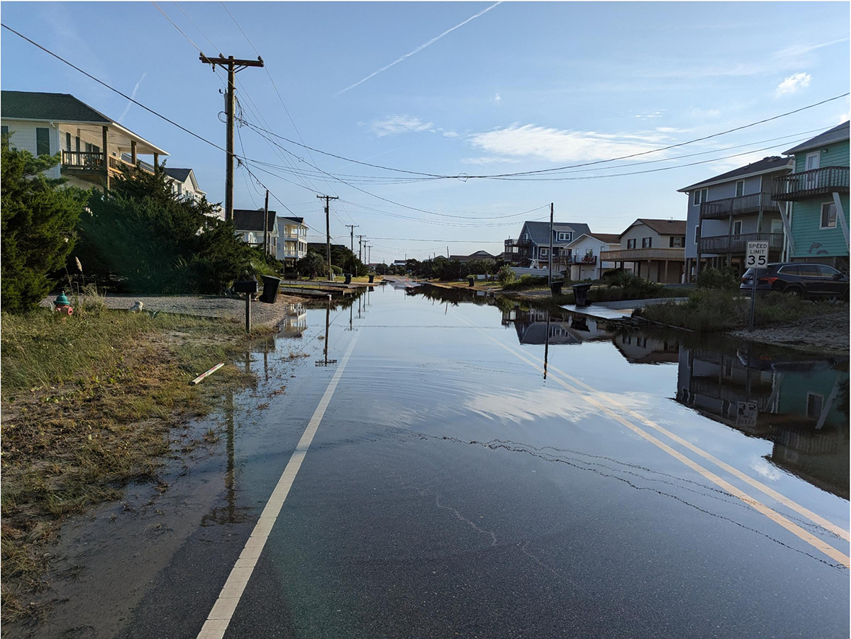 A Topsail Beach street is flooded in this image from the town's stormwater study.