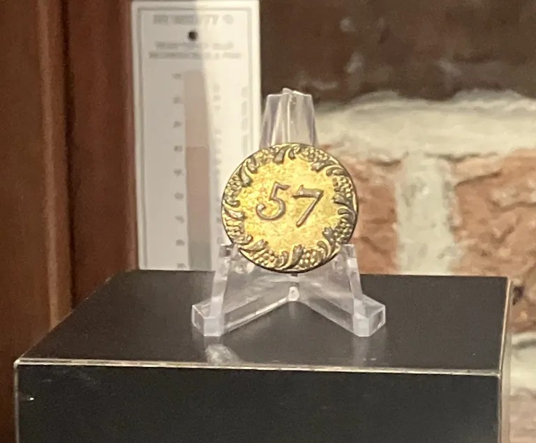 A rare 1776 King George III gold guinea coin was on display at the Old Baldy Lighthouse and Smith Island Museum on Bald Head Island. Photo: David Cecelski
