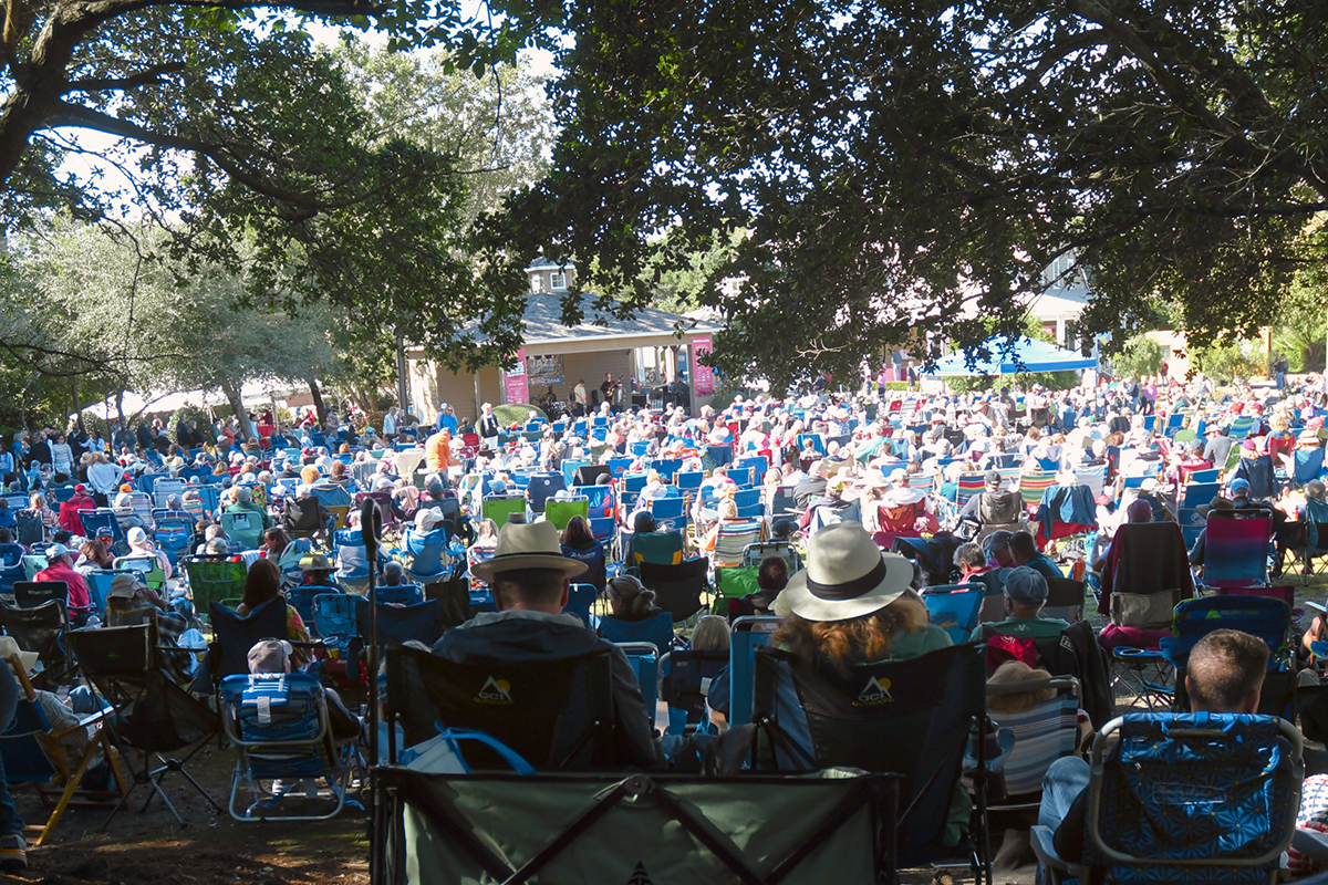 Concertgoers fill the Duck Town Green during a previous jazz festival. Photo: Kip Tabb