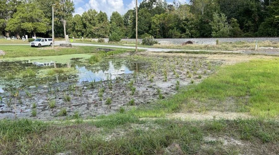 A stormwater management project during implementation in New Bern supported through the Resilient Coastal Communities Program. Photo: NCDEQ
